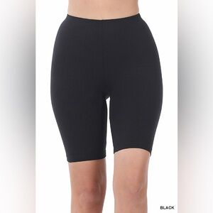 Black Cotton Biker Shorts